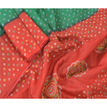 Load image into Gallery viewer, Sanskriti Vintage Green Sarees Pure Silk Bandhani Printed Sari Soft Craft Fabric
