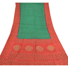 Load image into Gallery viewer, Sanskriti Vintage Green Sarees Pure Silk Bandhani Printed Sari Soft Craft Fabric
