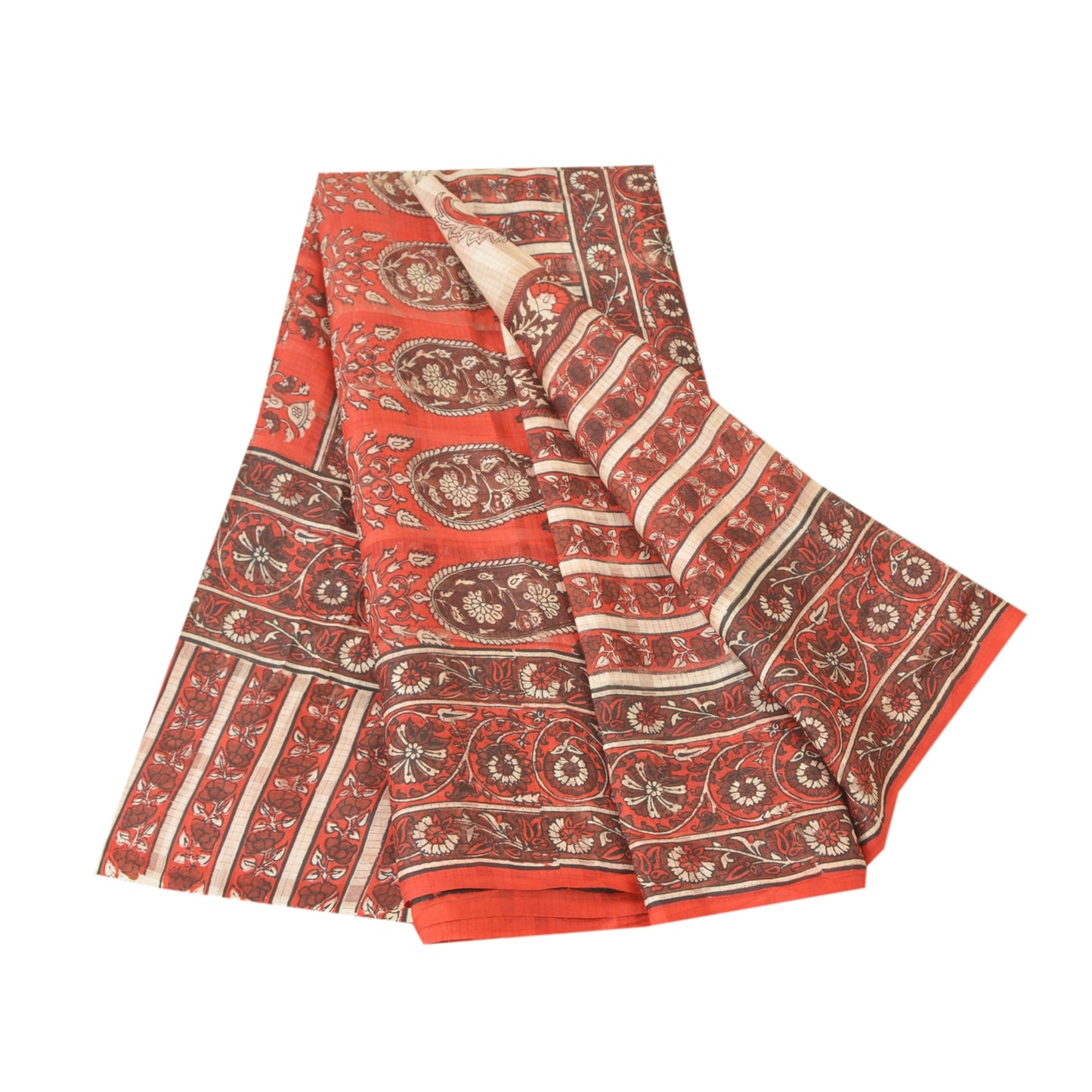 Sanskriti Vintage Red Sarees 100% Pure Silk Sustainable Fabric Craft Printed Soft Sari