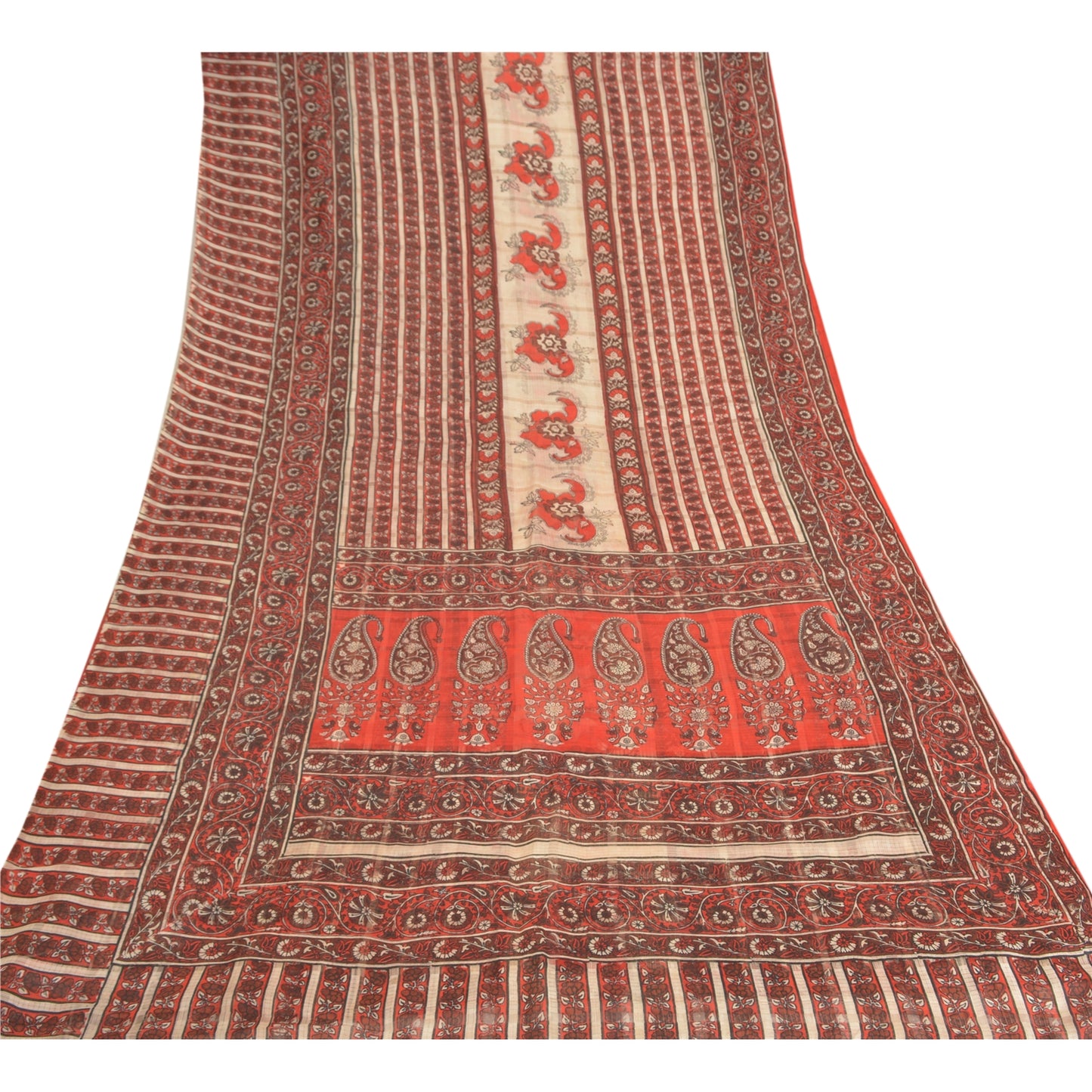 Sanskriti Vintage Red Sarees 100% Pure Silk Sustainable Fabric Craft Printed Soft Sari