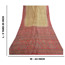 Load image into Gallery viewer, Sanskriti Vintage Sarees Brown Pure Silk Printed Sari Floral Soft Craft Fabric
