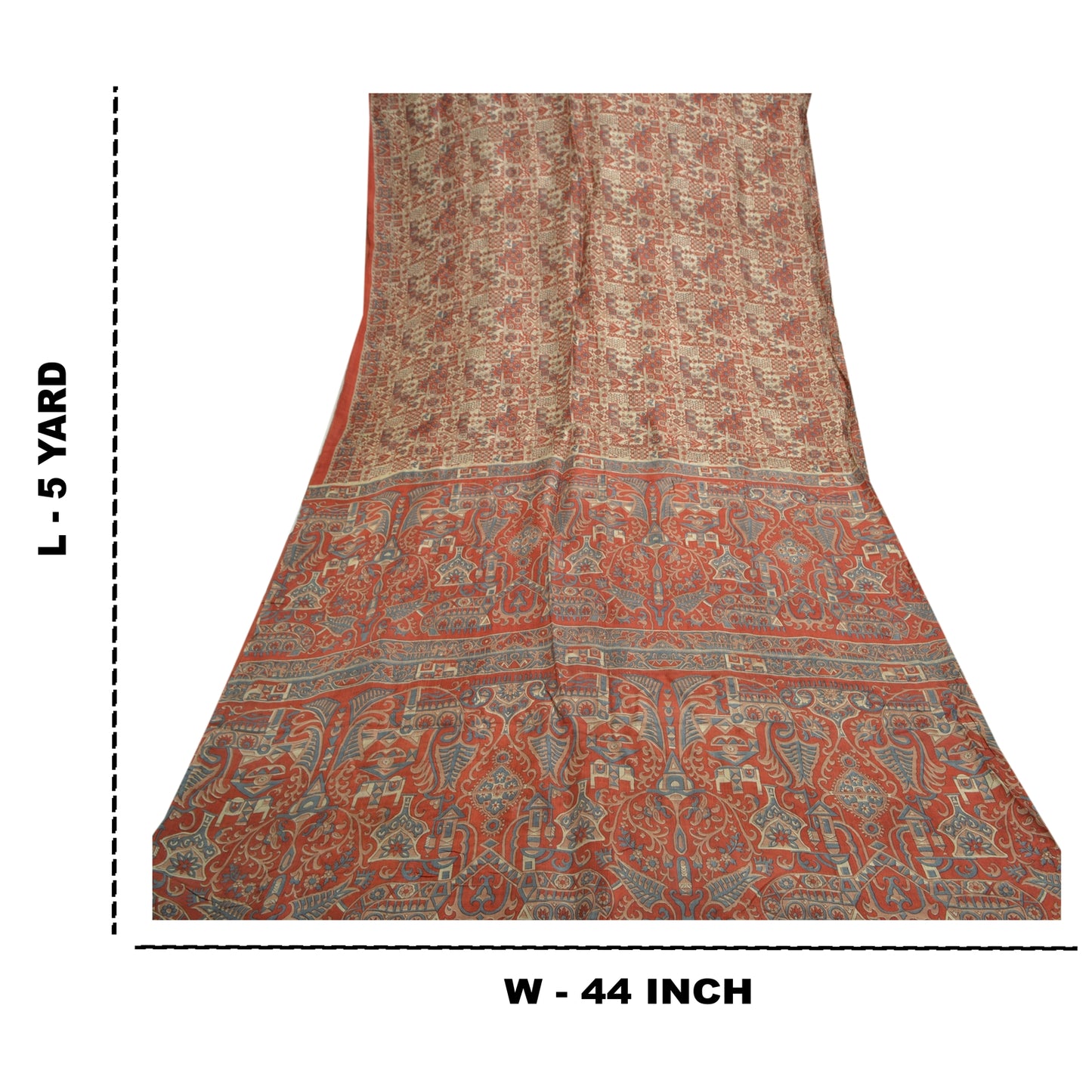 Sanskriti Vintage Sarees Red Indian Pure Silk Printed Sari Floral Craft Sustainable Fabric