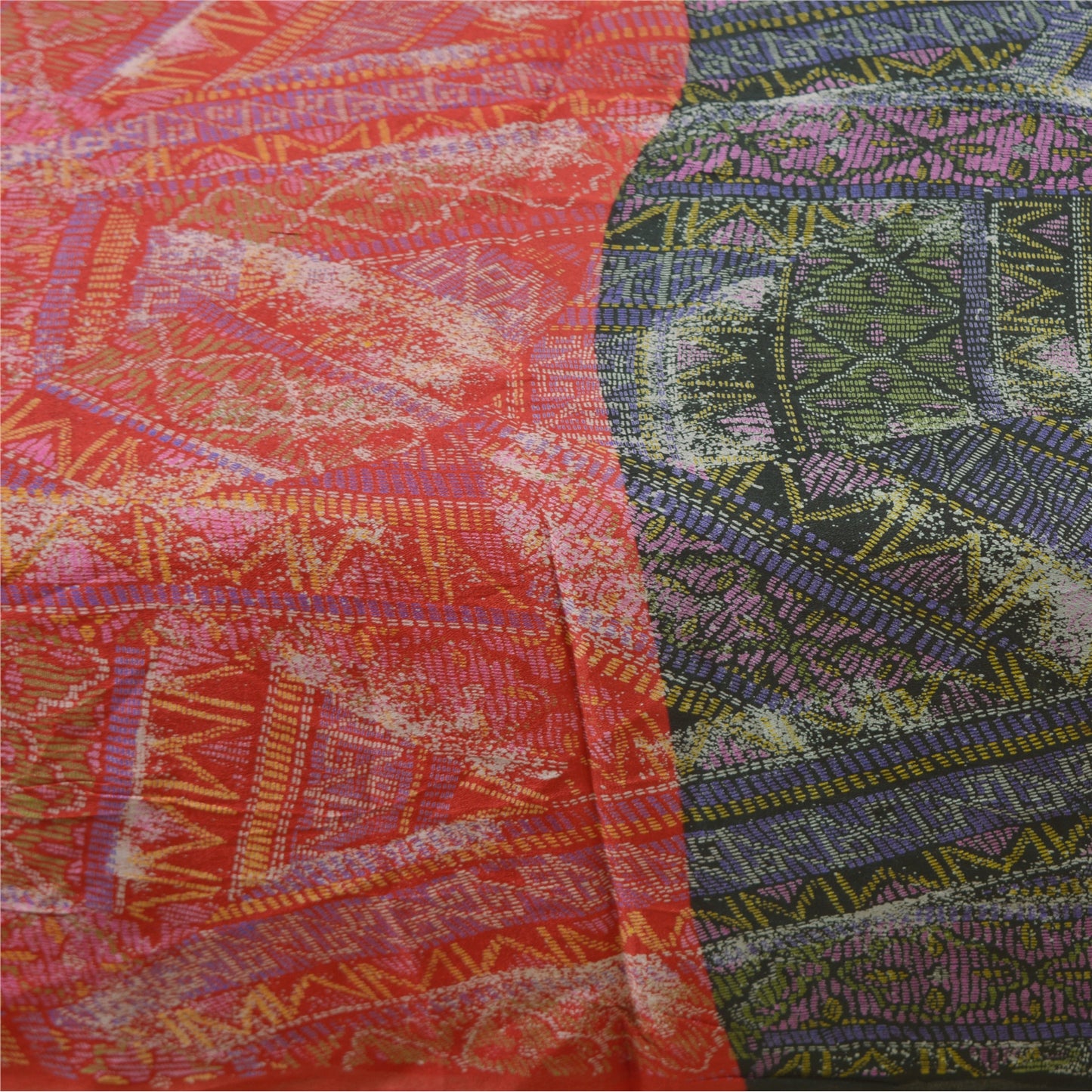 Sanskriti Vintage Black Sarees 100% Pure Silk Printed Sari Soft 5yd Craft Sustainable Fabric