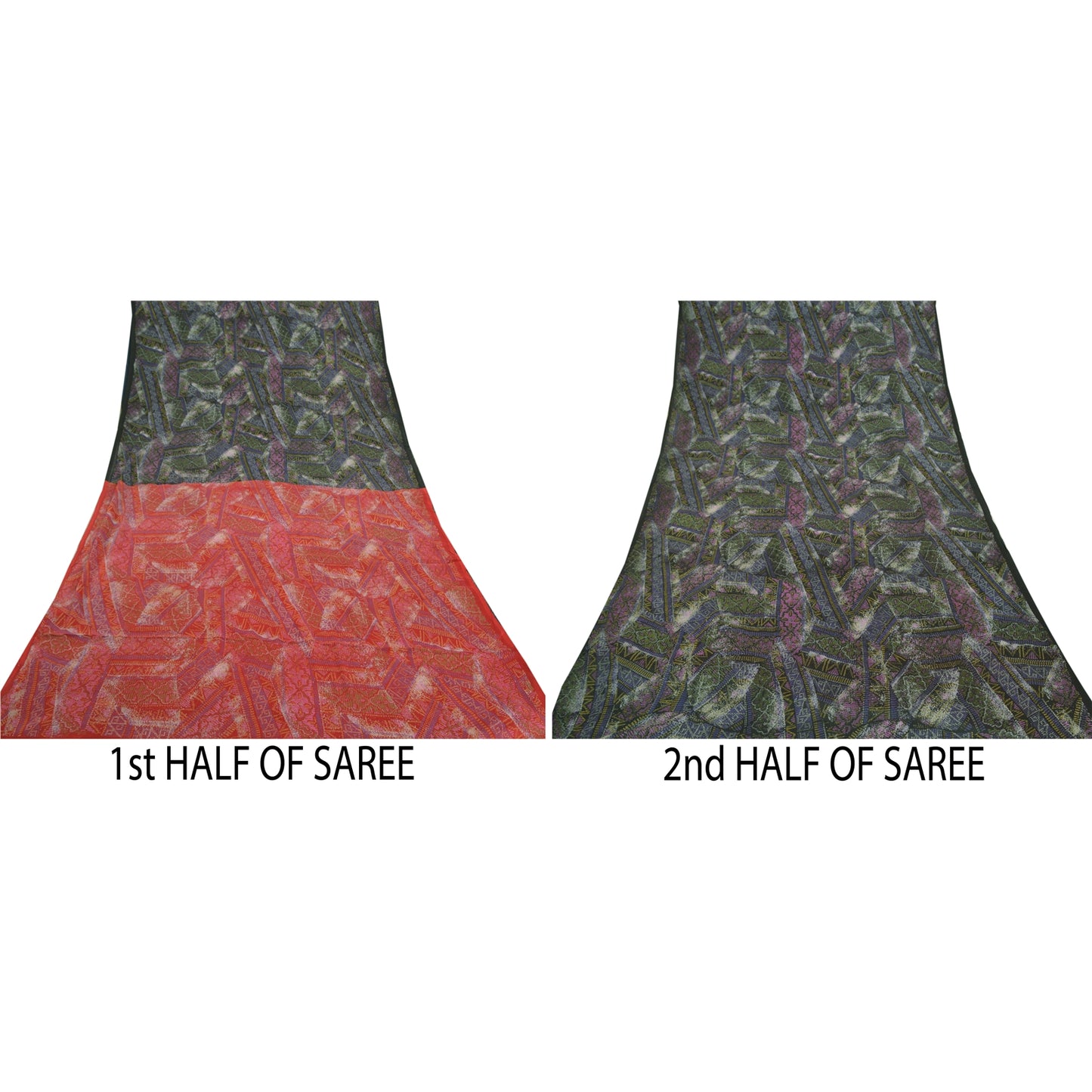 Sanskriti Vintage Black Sarees 100% Pure Silk Printed Sari Soft 5yd Craft Sustainable Fabric