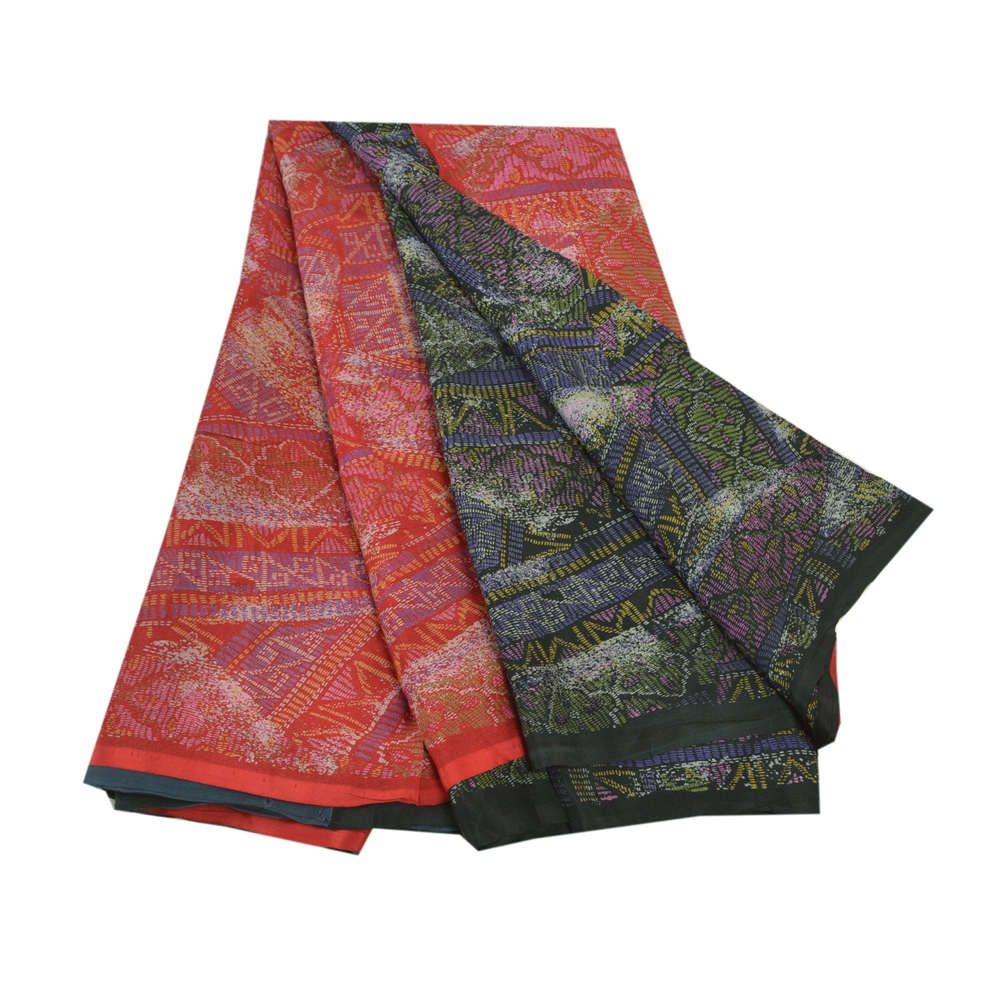 Sanskriti Vintage Black Sarees 100% Pure Silk Printed Sari Soft 5yd Craft Sustainable Fabric