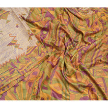 Load image into Gallery viewer, Sanskriti Vintage Cream Sarees 100% Pure Silk Printed Sari Craft 5 Yard Fabric
