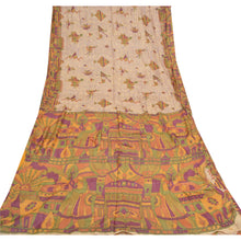 Load image into Gallery viewer, Sanskriti Vintage Cream Sarees 100% Pure Silk Printed Sari Craft 5 Yard Fabric
