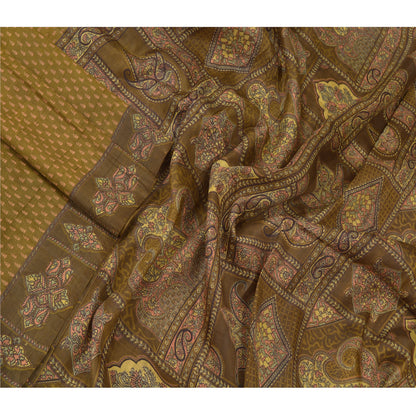 Sanskriti Vintage Grønne Sarier 100% Ren Silke Blomsterprintet Sari Håndværksmæssigt Bæredygtigt Stoff