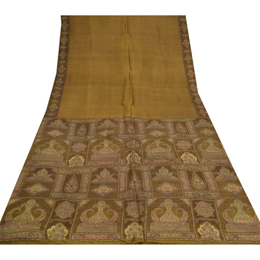 Sanskriti Vintage Grønne Sarier 100% Ren Silke Blomsterprintet Sari Håndværksmæssigt Bæredygtigt Stoff