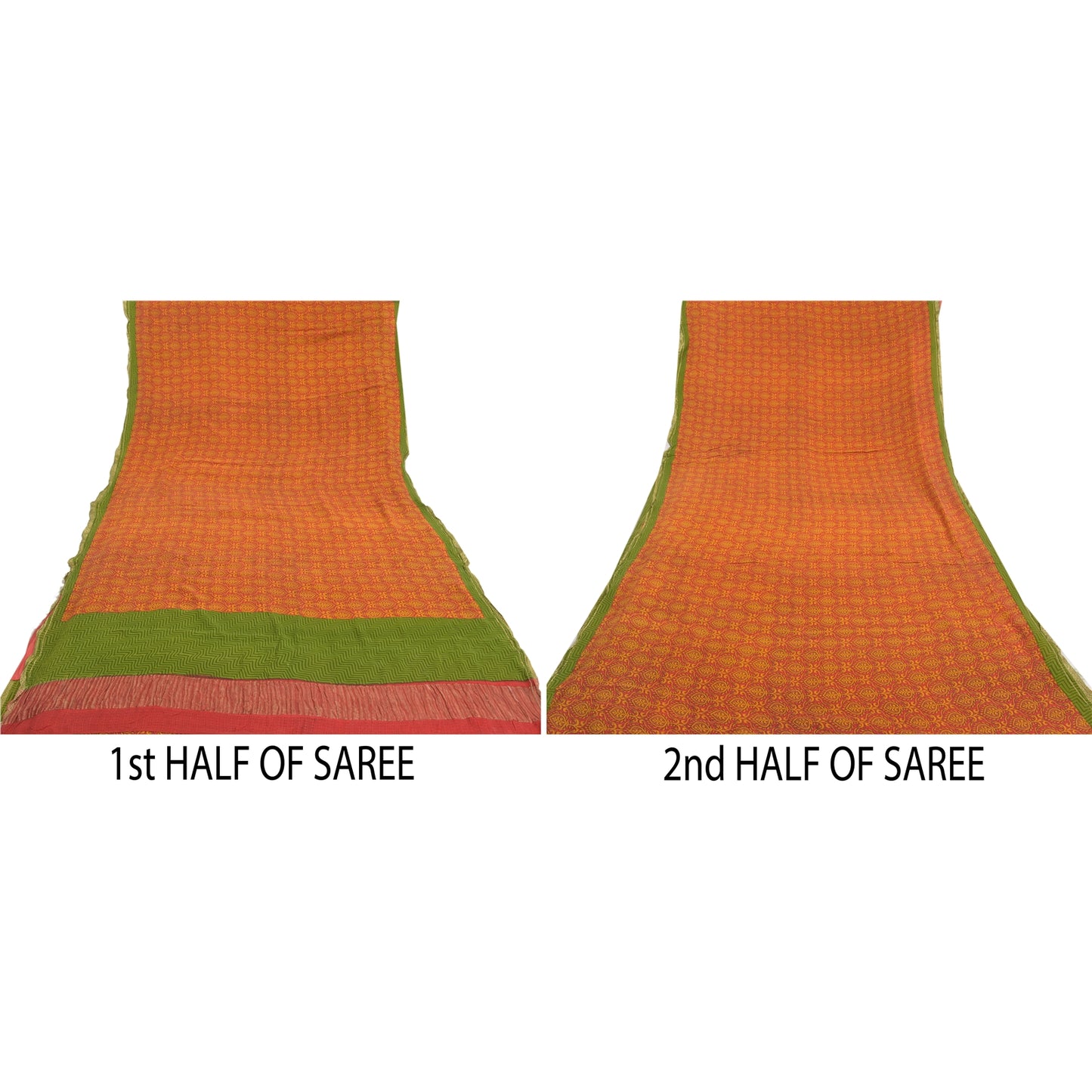 Sanskriti Vintage Red Sarees Pure Silk Printed Zari Woven Sari Soft Craft Sustainable Fabric