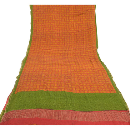 Sanskriti Vintage Red Sarees Pure Silk Printed Zari Woven Sari Soft Craft Sustainable Fabric