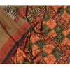 Sanskriti Vintage Dark Red Indian Sarees Pure Silk Printed Sari 5yd Craft Sustainable Fabric