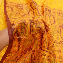 Load image into Gallery viewer, Sanskriti Vintage Yellow Sarees Pure Silk Printed Sari Floral 5yd Craft Fabric
