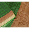 Sanskriti Vintage Green Sarees 100% Pure Silk Printed Sari Soft Sewing Sustainable Fabric