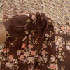 Sanskriti Vintage Coffee-Brown Sarees Pure Silk Floral Printed Sari Craft Sustainable Fabric