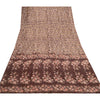 Sanskriti Vintage Coffee-Brown Sarees Pure Silk Floral Printed Sari Craft Sustainable Fabric