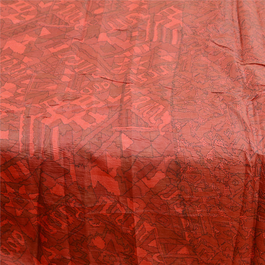 Sanskriti Vintage Red Sarees 100% Pure Silk Printed Sari Decor 5yd Craft Sustainable Fabric
