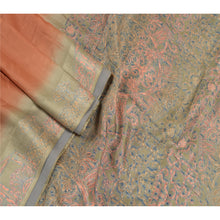 Load image into Gallery viewer, Sanskriti Vintage Rusty Orange Pure Silk Printed Sarees Sari Soft Craft Fabric
