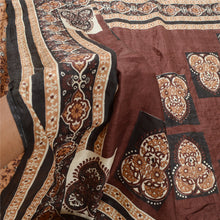 Load image into Gallery viewer, Sanskriti Vintage Brown Sarees Pure Silk Printed Sari Craft 5 Yard Soft Fabric
