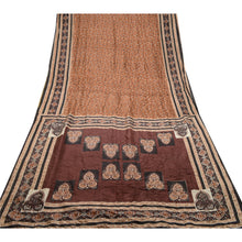 Load image into Gallery viewer, Sanskriti Vintage Brown Sarees Pure Silk Printed Sari Craft 5 Yard Soft Fabric
