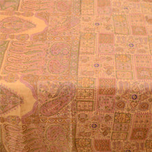 Load image into Gallery viewer, Sanskriti Vintage Orange Pure Silk Sarees Floral Printed Sari 5yd Craft Fabric
