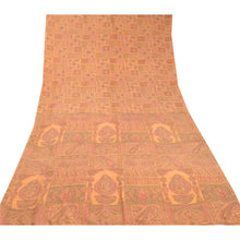 Load image into Gallery viewer, Sanskriti Vintage Orange Pure Silk Sarees Floral Printed Sari 5yd Craft Fabric

