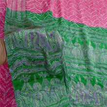 Load image into Gallery viewer, Sanskriti Vintage Pink Indian Pure Silk Sarees Printed Sari Floral Craft Fabric
