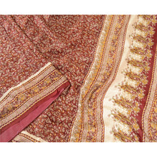 Load image into Gallery viewer, Sanskriti Vintage Dark Red Indian Pure Silk Sarees Printed Sari 5yd Craft Fabric
