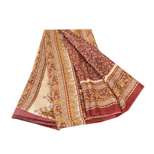 Load image into Gallery viewer, Sanskriti Vintage Dark Red Indian Pure Silk Sarees Printed Sari 5yd Craft Fabric
