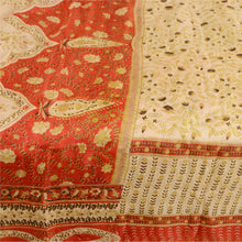 Load image into Gallery viewer, Sanskriti Vintage Cream Indian Sarees Pure Silk Printed Sari 5yd Craft Fabric
