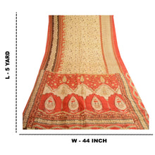 Load image into Gallery viewer, Sanskriti Vintage Cream Indian Sarees Pure Silk Printed Sari 5yd Craft Fabric
