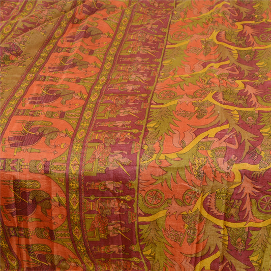 Sanskriti Vintage Multicolored Sarees 100% Pure Silk Printed Sari Craft Sustainable Fabric