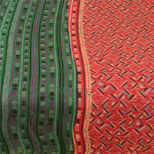 Load image into Gallery viewer, Sanskriti Vintage Red Indian Sarees Printed Pure Silk Sari Floral Craft Fabric
