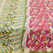Load image into Gallery viewer, Sanskriti Vintage Hot Pink Indian Sarees Pure Silk Printed Sari 5yd Craft Fabric
