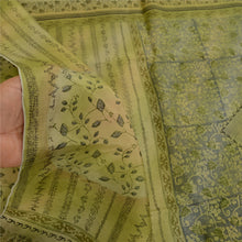 Load image into Gallery viewer, Sanskriti Vintage Olive Green Sarees Indian Pure Silk Printed Sari Craft Fabric
