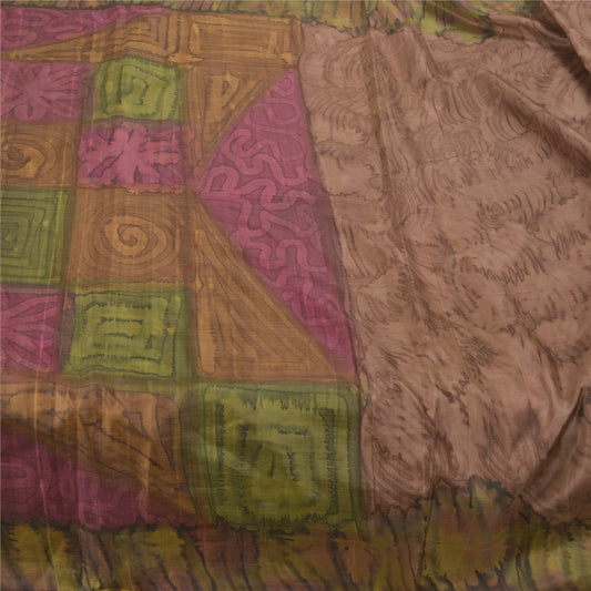 Sanskriti Vintage Multi-color Printed Sarees 100% Pure Silk Sari Craft Sustainable Fabric