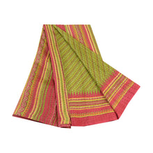 Load image into Gallery viewer, Sanskriti Vintage Green Bandhani Printed Sarees Pure Silk Sari Soft Craft Fabric
