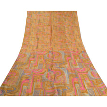 Load image into Gallery viewer, Sanskriti Vintage Salted caramel Printed Sarees Pure Silk Sari 5YD Craft Fabric
