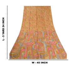 Load image into Gallery viewer, Sanskriti Vintage Salted caramel Printed Sarees Pure Silk Sari 5YD Craft Fabric
