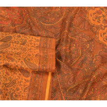 Load image into Gallery viewer, Sanskriti Vintage Orange Printed Sarees Pure Silk Sari printed 5YD Craft Fabric
