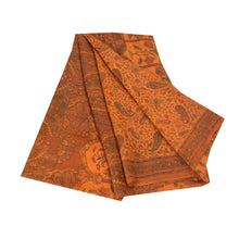 Load image into Gallery viewer, Sanskriti Vintage Orange Printed Sarees Pure Silk Sari printed 5YD Craft Fabric

