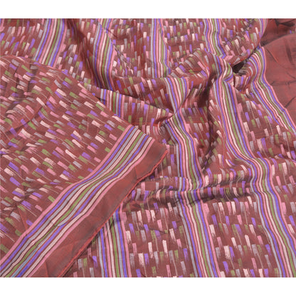 Sanskriti Vintage Dark Red Indian Sarees 100% Pure Silk Printed Sari Sustainable Fabric