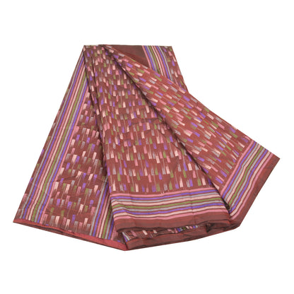 Sanskriti Vintage Dark Red Indian Sarees 100% Pure Silk Printed Sari Sustainable Fabric