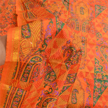 Load image into Gallery viewer, Sanskriti Vintage Orange Indian Sarees Art Silk Printed Sari 5yd Craft Fabric

