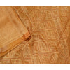 Sanskriti Vintage Saffron 100% Pure Silk Print Sarees Sari Floral Craft Sustainable Fabric
