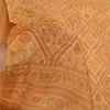 Sanskriti Vintage Saffron 100% Pure Silk Print Sarees Sari Floral Craft Sustainable Fabric