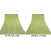 Sanskriti Vintage Green Sarees Printed 100% Pure Silk Sari 5yd Soft Craft Sustainable Fabric
