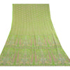 Sanskriti Vintage Green Sarees Printed 100% Pure Silk Sari 5yd Soft Craft Sustainable Fabric