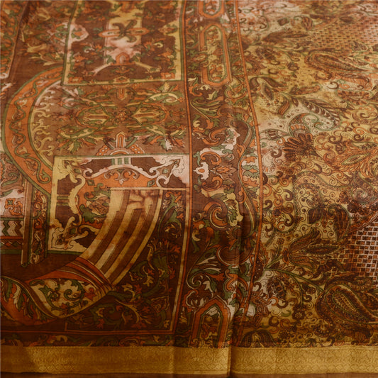 Sanskriti Vintage Multi Sarees Trykt 100% Ren Silke Sari Blød 5yd Håndværksmæssigt Bæredygtigt Stoff