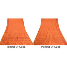 Load image into Gallery viewer, Sanskriti Vintage Saffron Printed Sarees Pure Silk Zari Border Sari Craft Fabric
